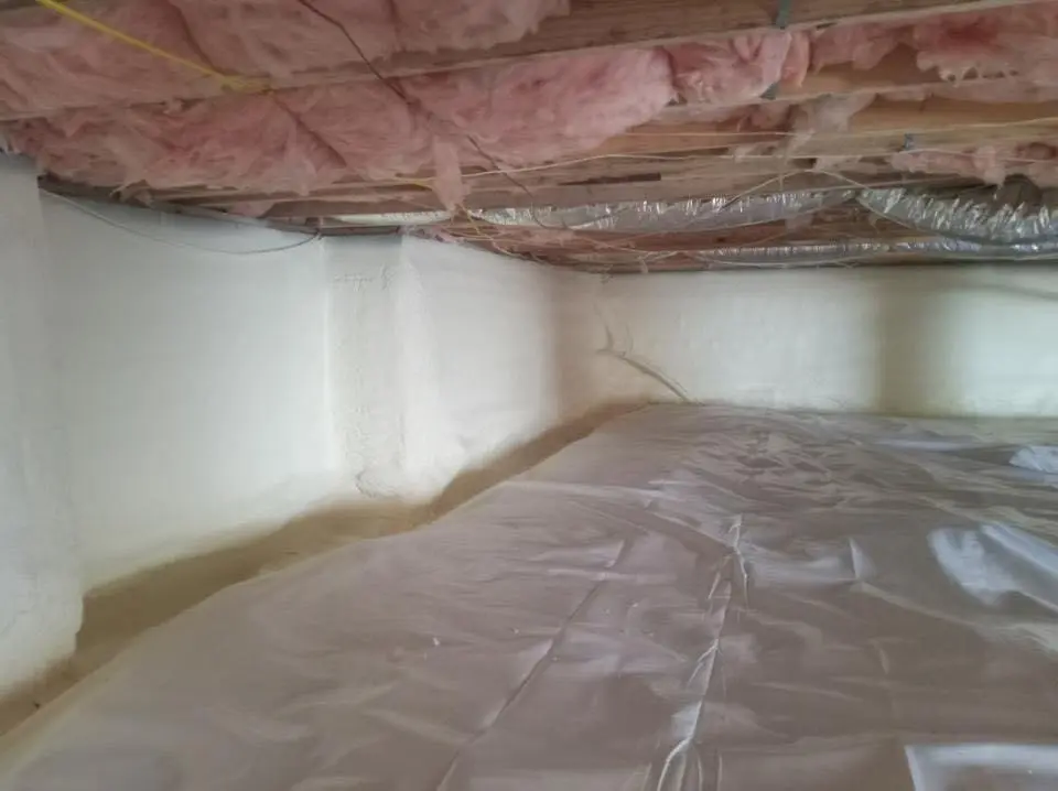 Crawl space encapsulation with closed-cell spray foam for Roof Waterproofing in Big Flats
